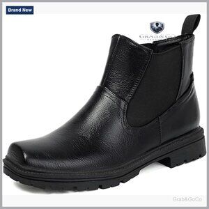 Men's Wide Fit Chelsea Boots Square Toe Slip On Ankle Boots